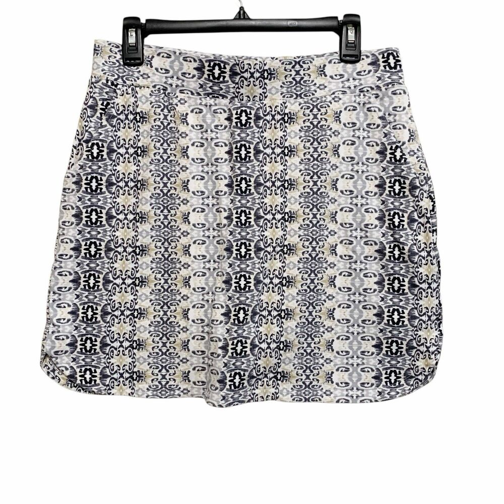 Croft & Barrow Skort Womens Size Medium Blue White Tan Mid-Rise Pockets Knit